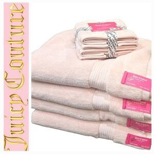 Juicy Couture Home Plush Oversized Bath & Wash Towel Set- Baby Pink